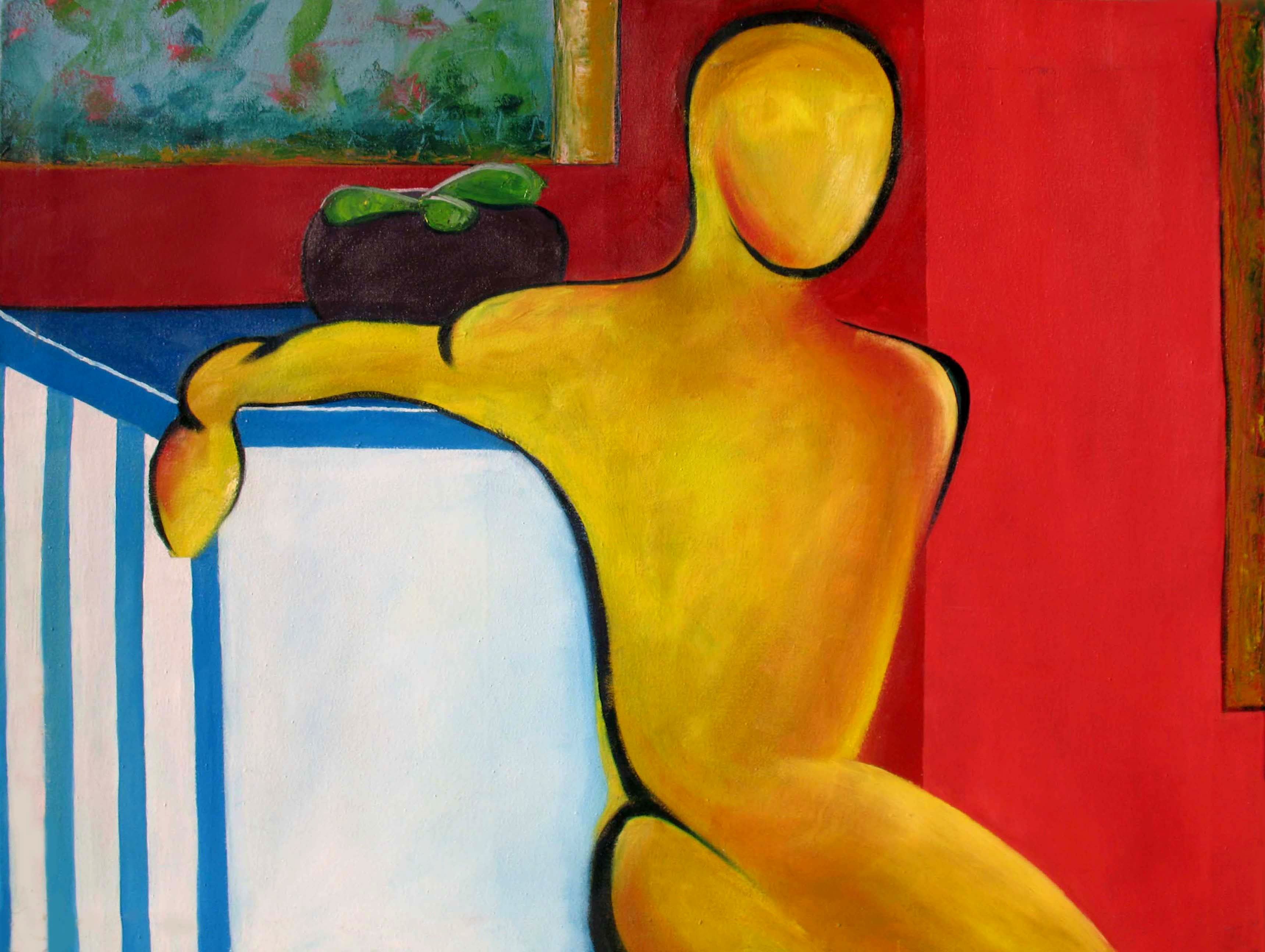 Sin título cuadro abstracto de modelo amarillo
