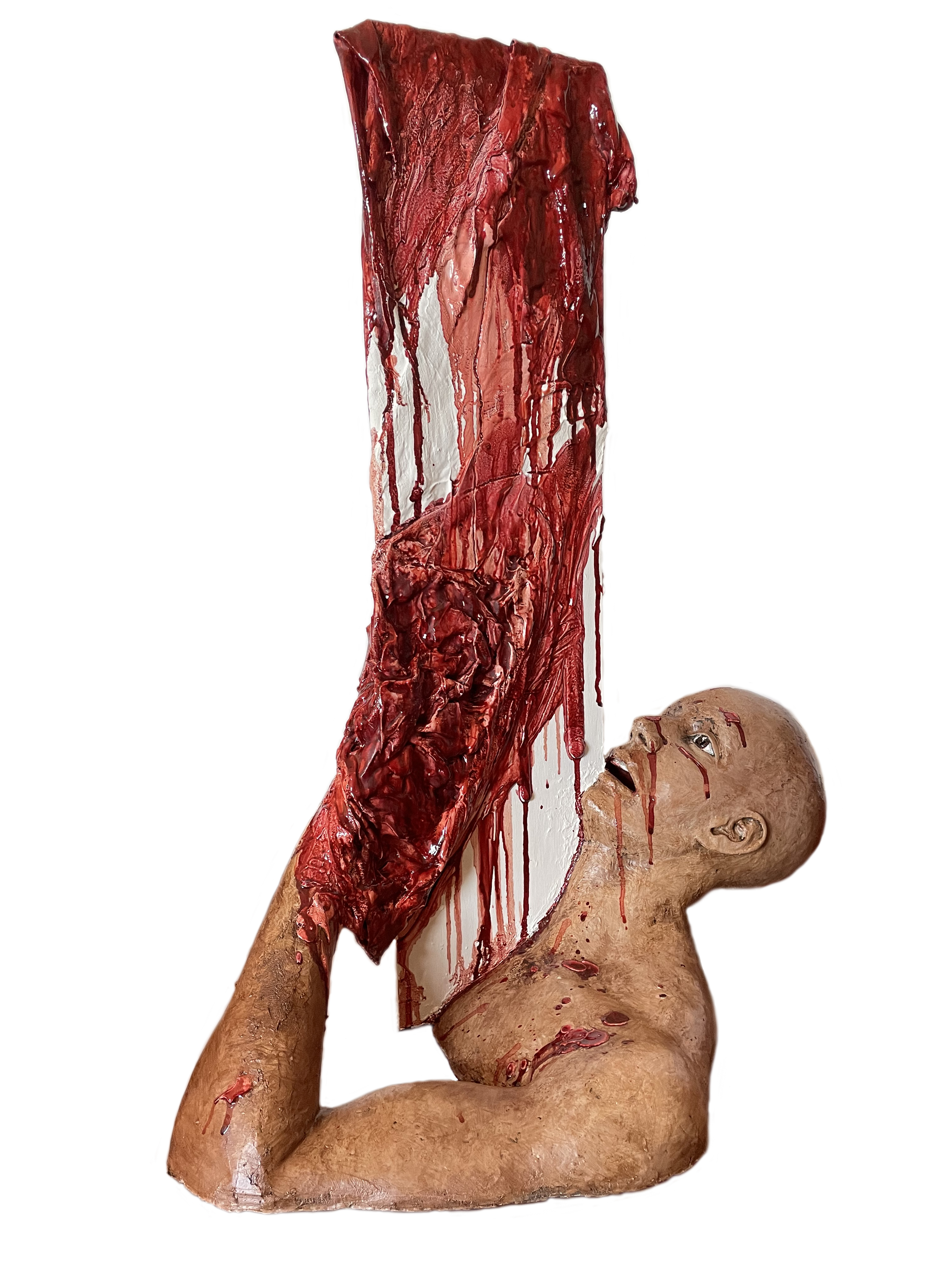 Ahogado escultura de torso y cabeza de hombre