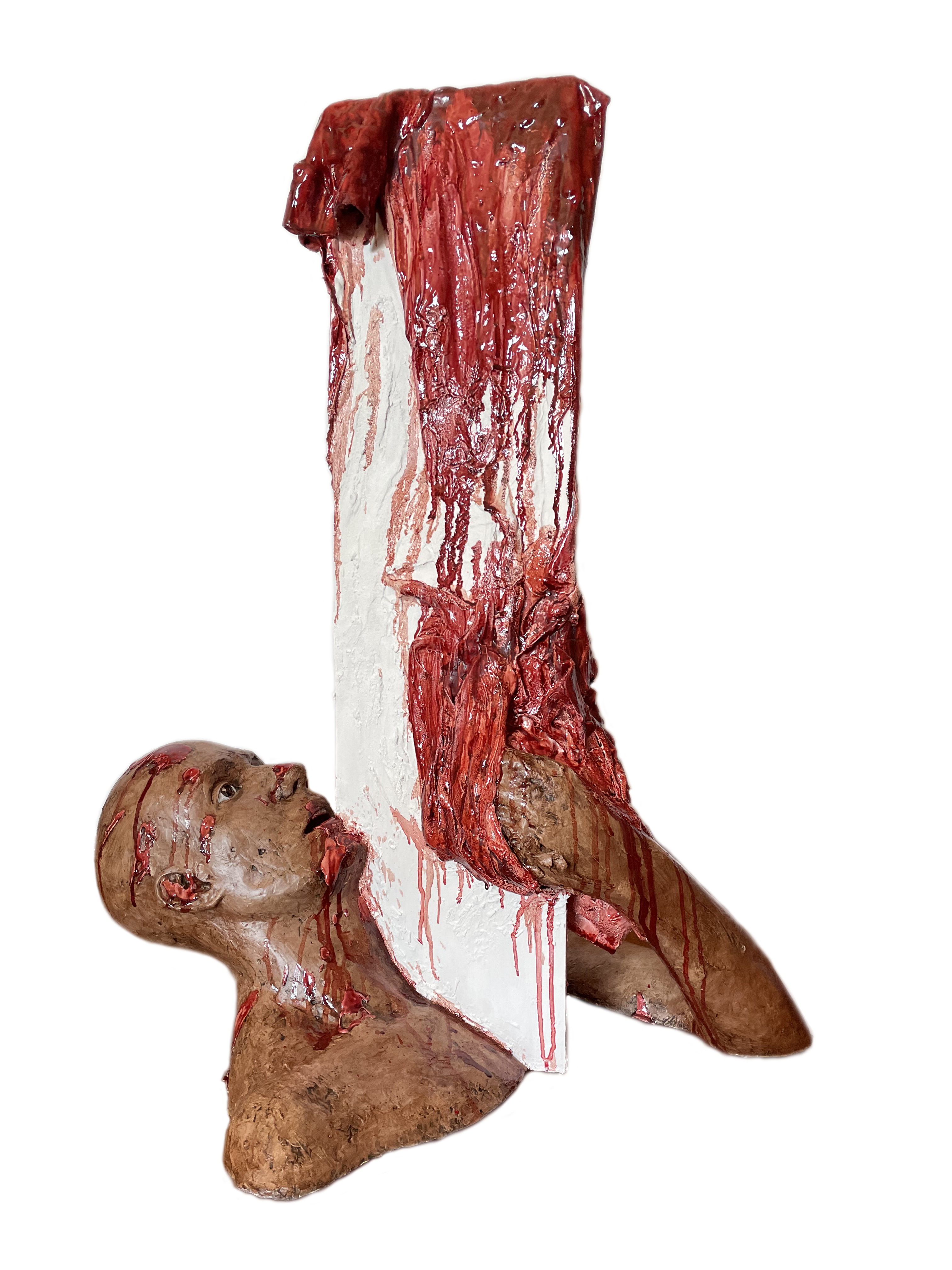 Ahogado escultura de torso y cabeza de hombre