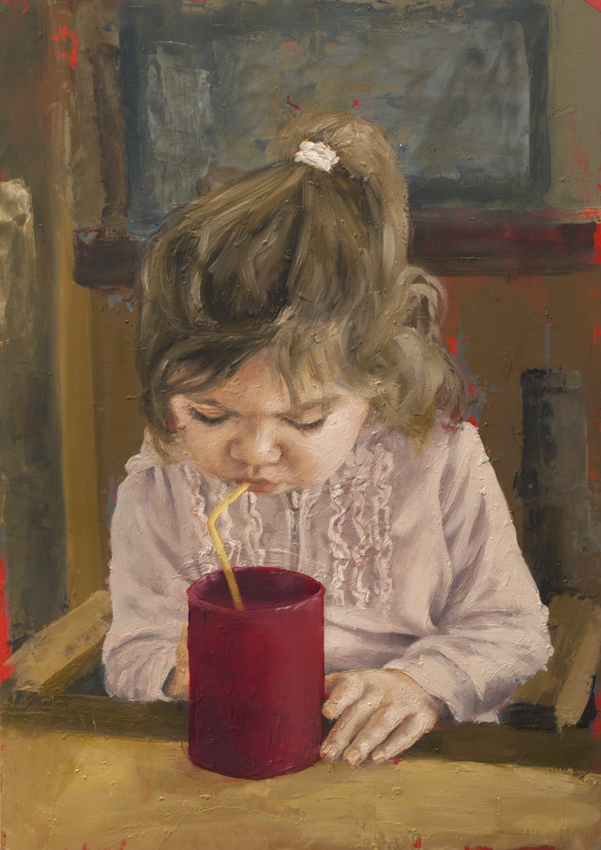 Emilia bebiendo pintura de niña bebiendo