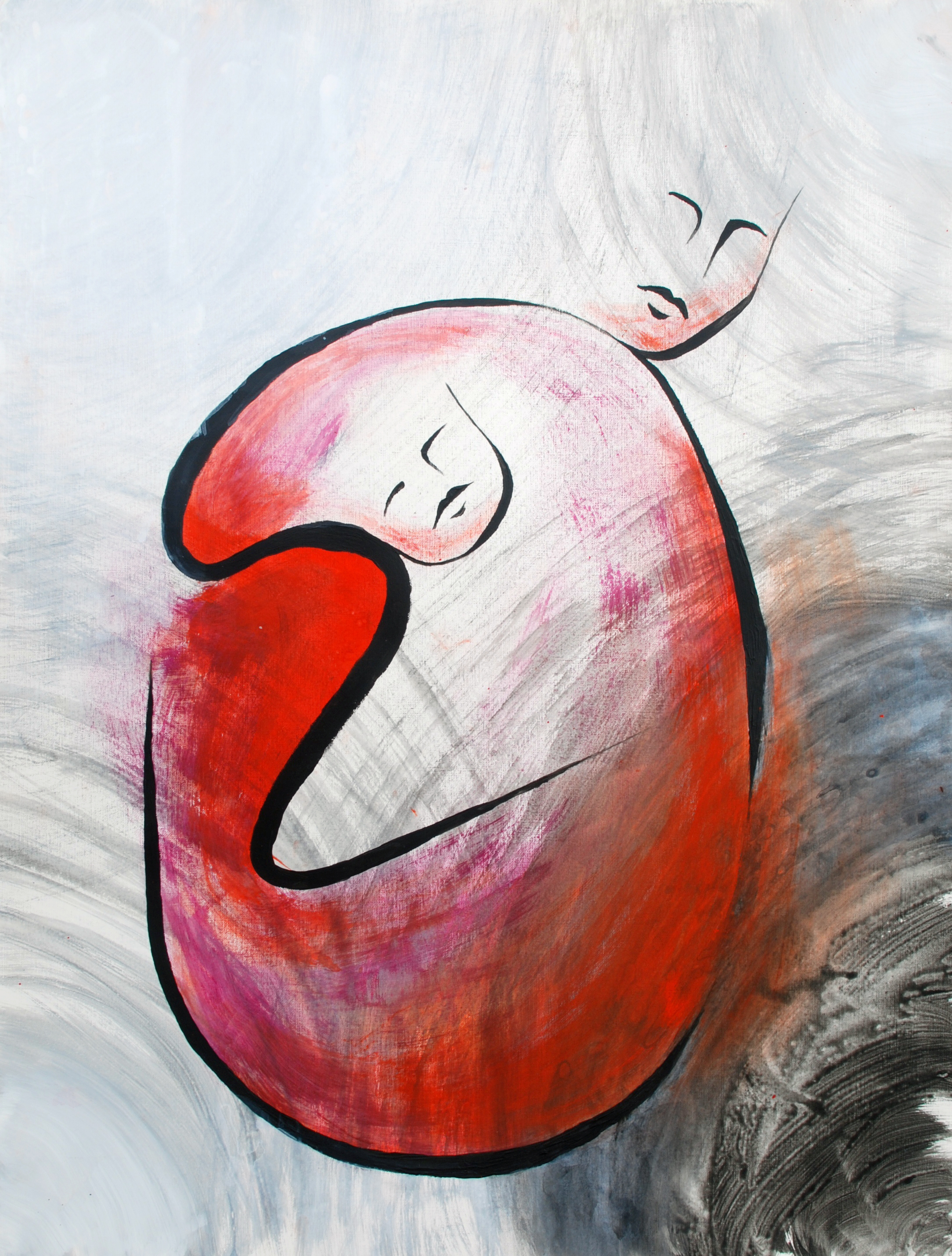 Unidas pintura abstracta de madre e hija